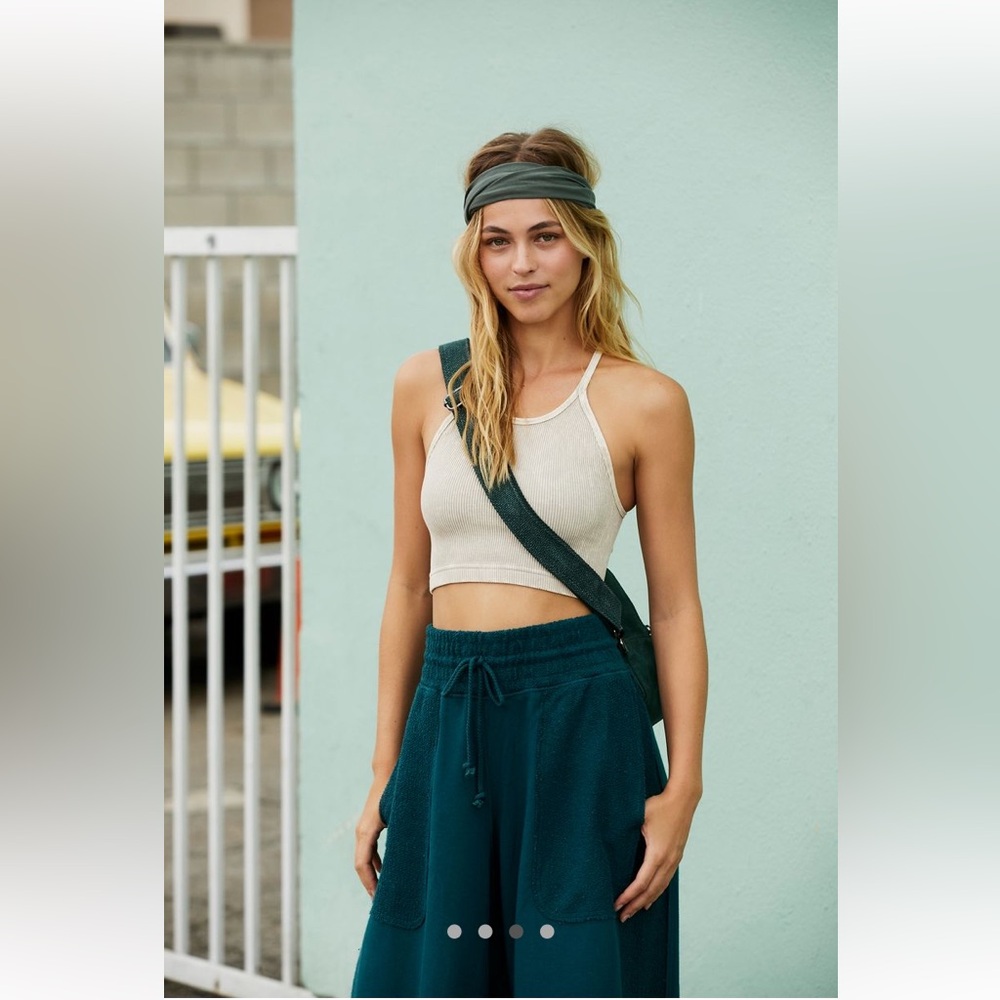 Free people happiness runs  crop tank stone eagle